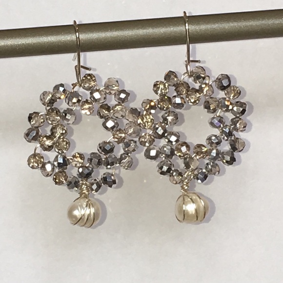 Crystal & Pearl Wreath Earrings - Picture 2 of 4